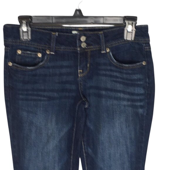 Aeropostale Jeans Womens 1/2 Regular Blue Dark Wash Hailey Flare Stretch Denim - Picture 15 of 16